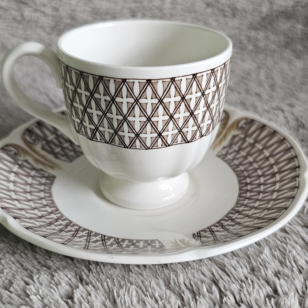 AVOCADO YELLOW BY WEDGWOOD FOOTED CUP & SAUCER SET